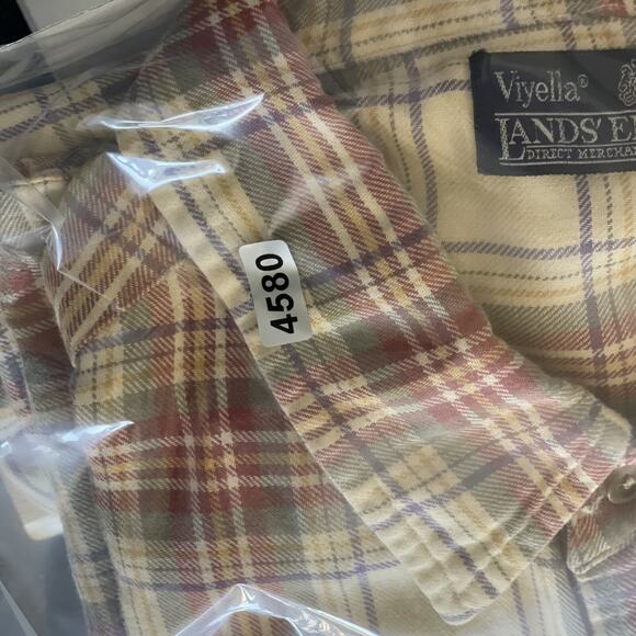 Lands End Viyella Wool Blend Shirt Mens XL Plaid Button Up Flannel Outdoor - Picture 12 of 13